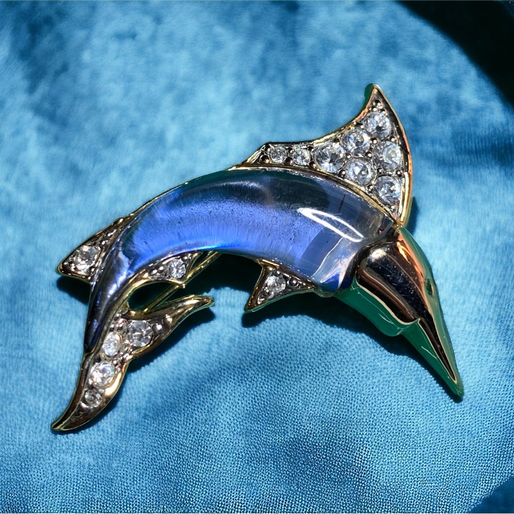 Jelly Belly Swordfish Brooch with Crystal Accents